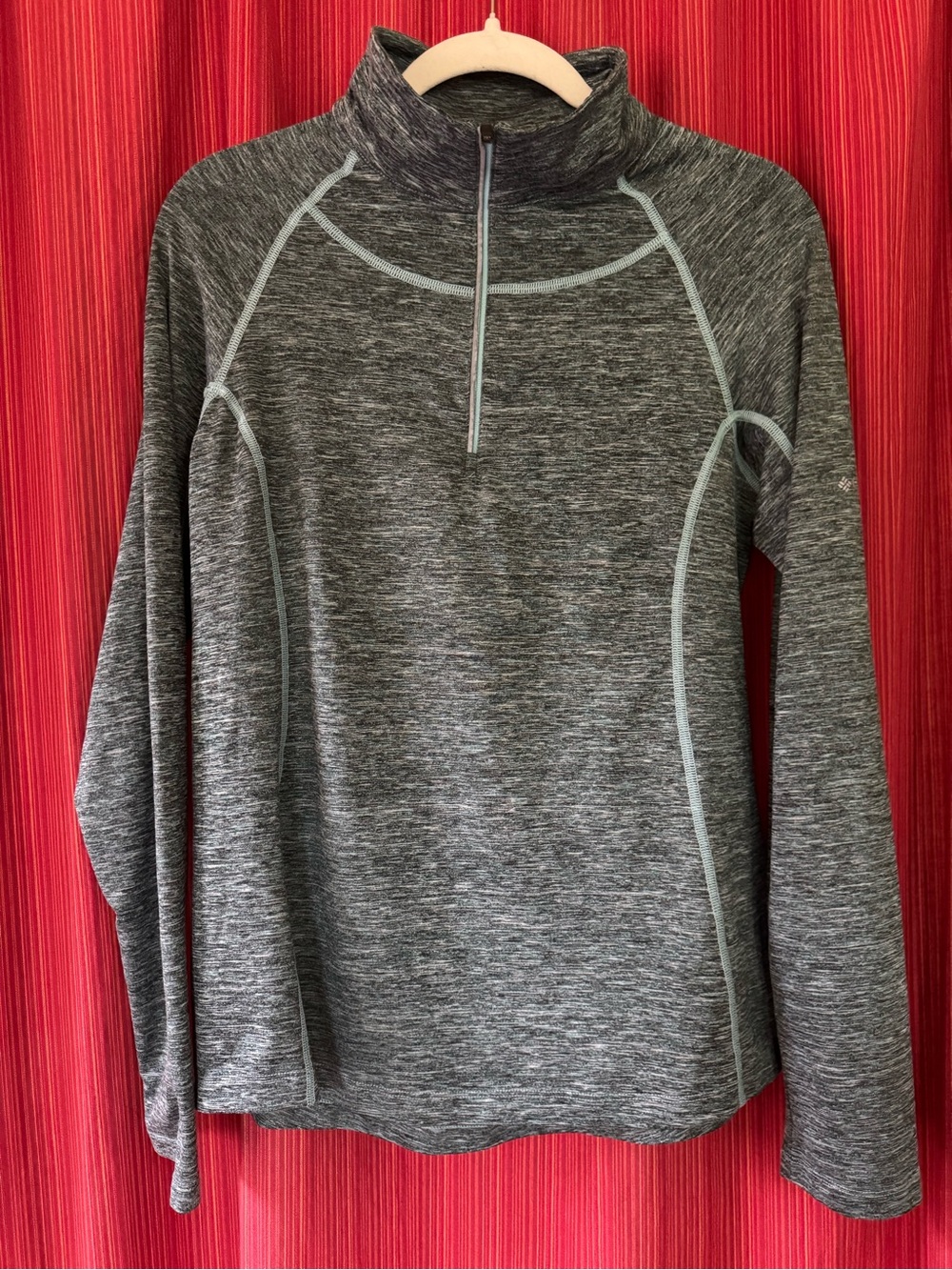 Columbia Women's Heather Green Gray Quarter-Zip Pullover Size Medium Reflective